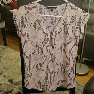 Express Front Zip Snak Skin Print Ladies Blouse